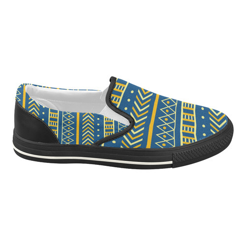 Ethnic Boho Tribal Geometric Pattern Women's Slip-on Canvas Shoes (Model 019)