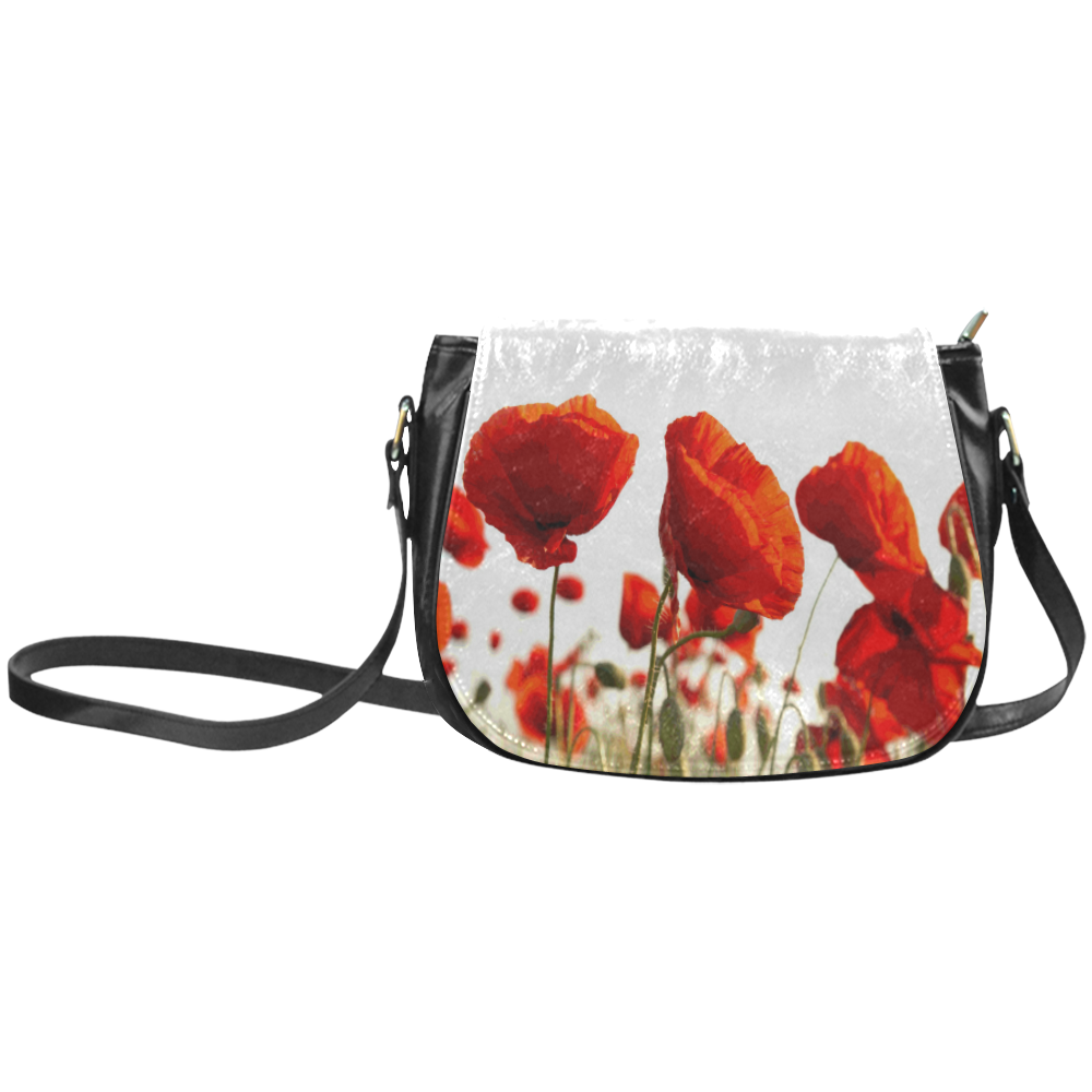 Red Poppies Classic Saddle Bag/Small (Model 1648)