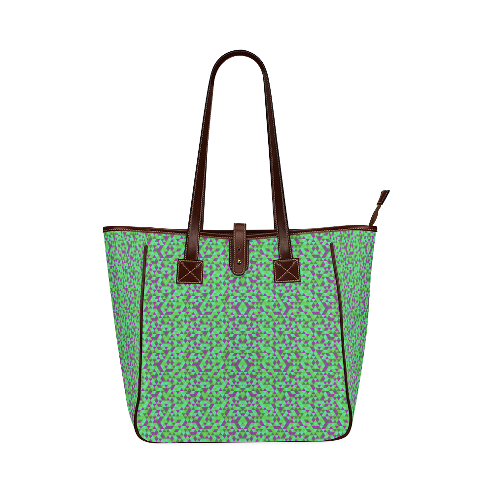 Fucsia and green mini rectangles Classic Tote Bag (Model 1644)
