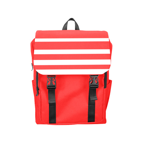 Red and White Stripes Casual Shoulders Backpack (Model 1623)
