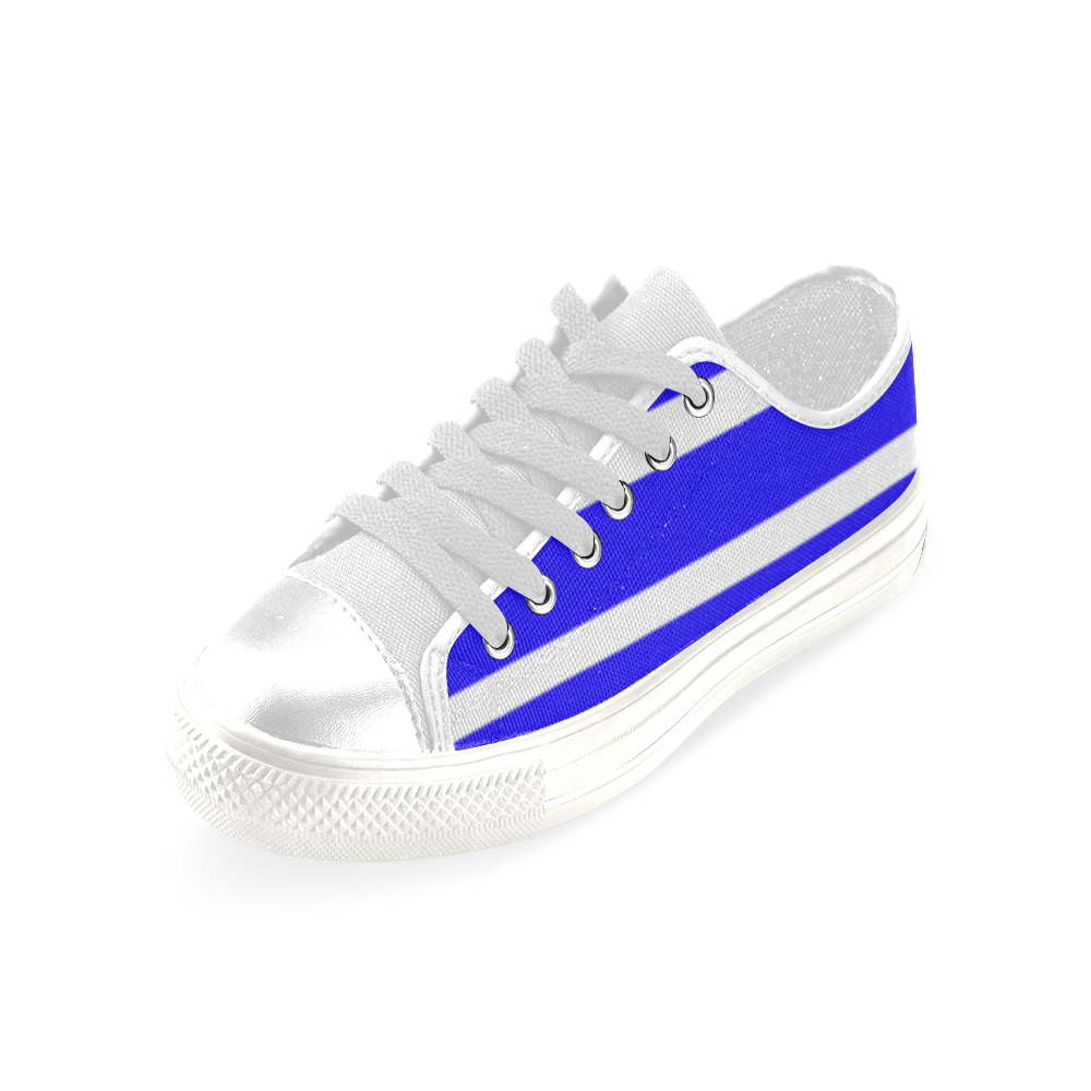 Blue and White Stripes Men's Classic Canvas Shoes (Model 018)