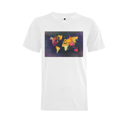 world map 31 Men's V-Neck T-shirt (USA Size) (Model T10)