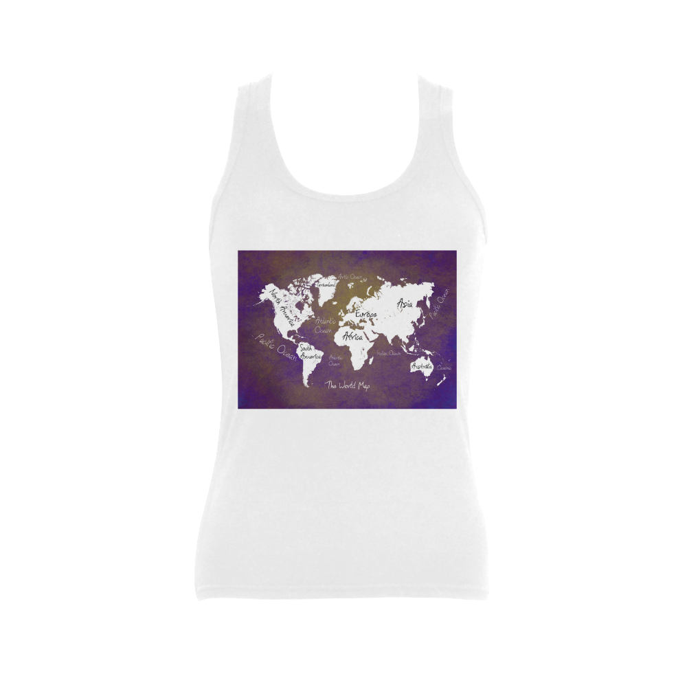 world map Women's Shoulder-Free Tank Top (Model T35)