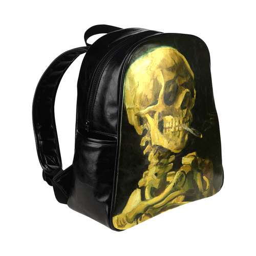 Van Gogh Skull With Burning Cigarette Multi-Pockets Backpack (Model 1636)