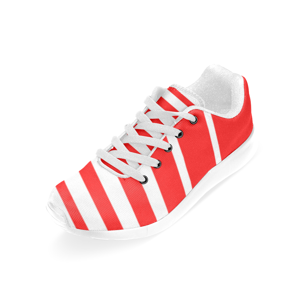 Red and White Stripes Men’s Running Shoes (Model 020)