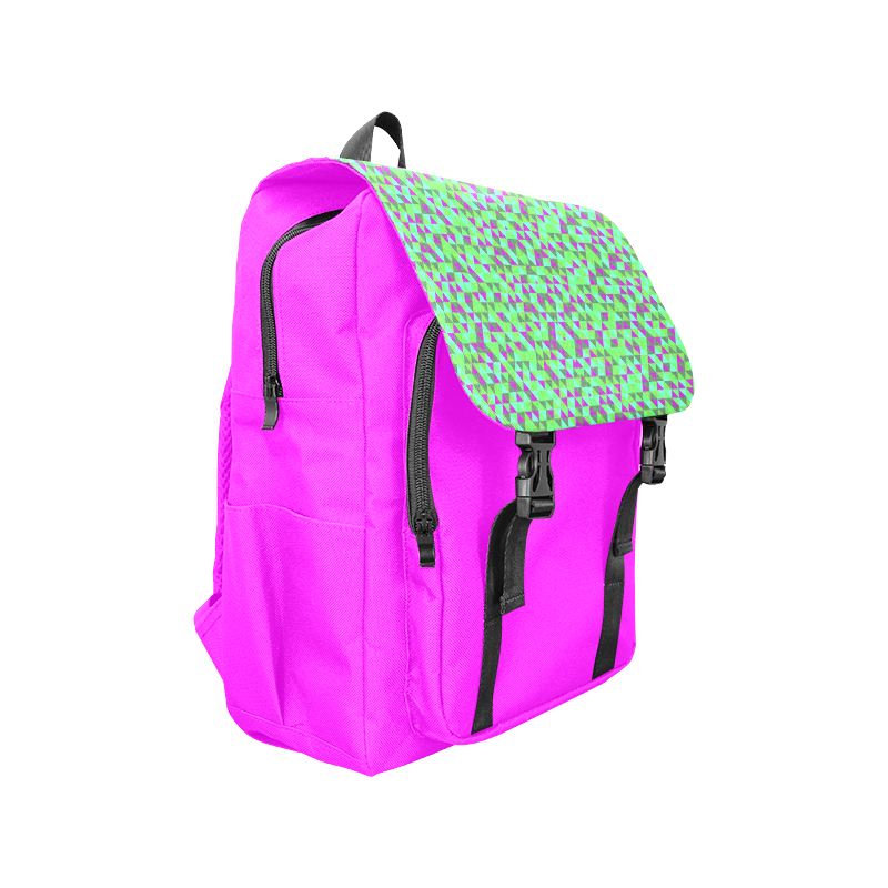 Fucsia and green mini rectangles Casual Shoulders Backpack (Model 1623)