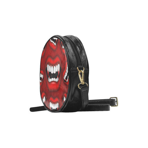 Vampire Red Bloody Mouth Round Sling Bag (Model 1647)