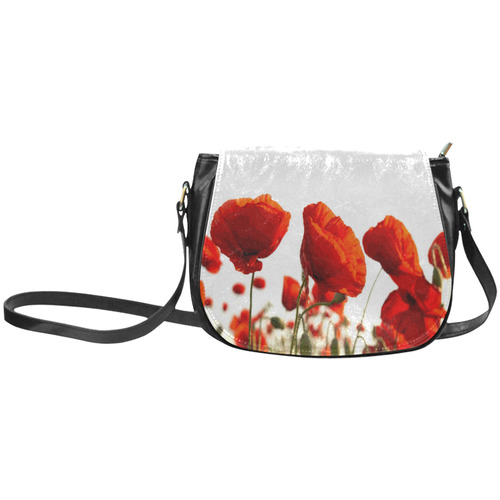 Red Poppies Classic Saddle Bag/Large (Model 1648)