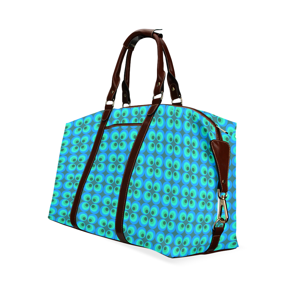 Blue and green retro circles Classic Travel Bag (Model 1643)