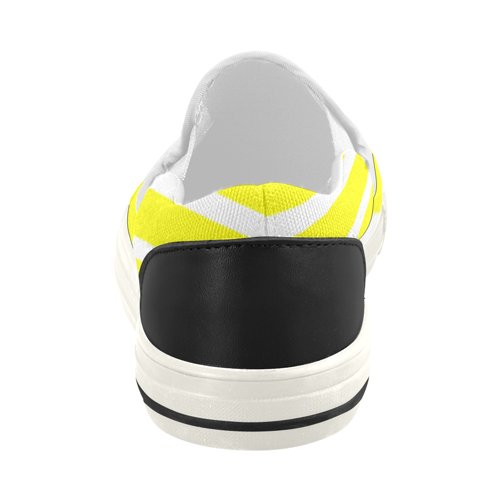 Yellow and White Stripes Women's Slip-on Canvas Shoes (Model 019)
