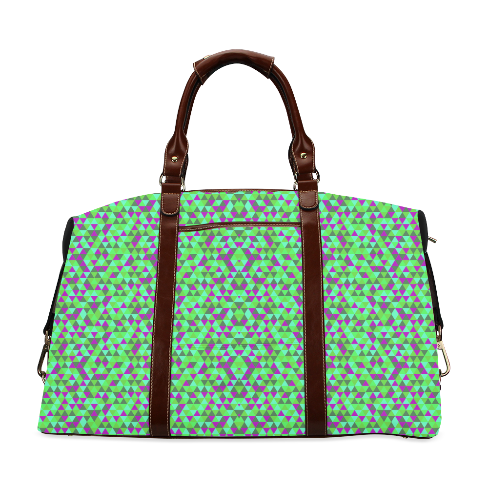 Fucsia and green mini rectangles Classic Travel Bag (Model 1643)