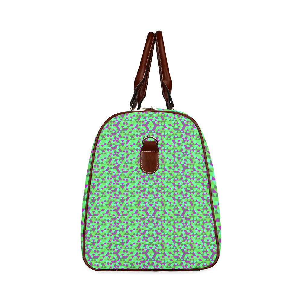 Fucsia and green mini rectangles Waterproof Travel Bag/Small (Model 1639)