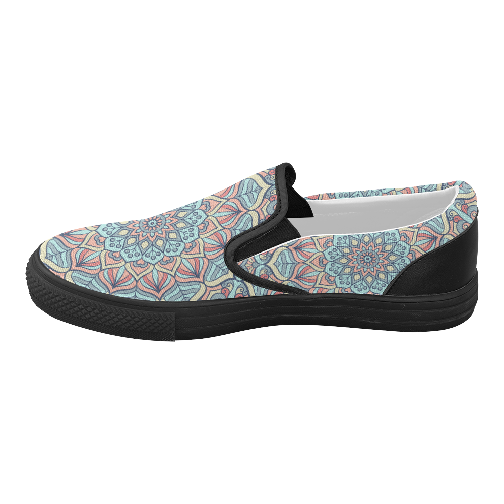Beautiful Mandala Design Women's Slip-on Canvas Shoes (Model 019)