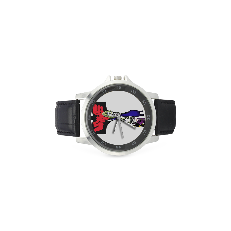 Mistah J Unisex Stainless Steel Leather Strap Watch(Model 202)