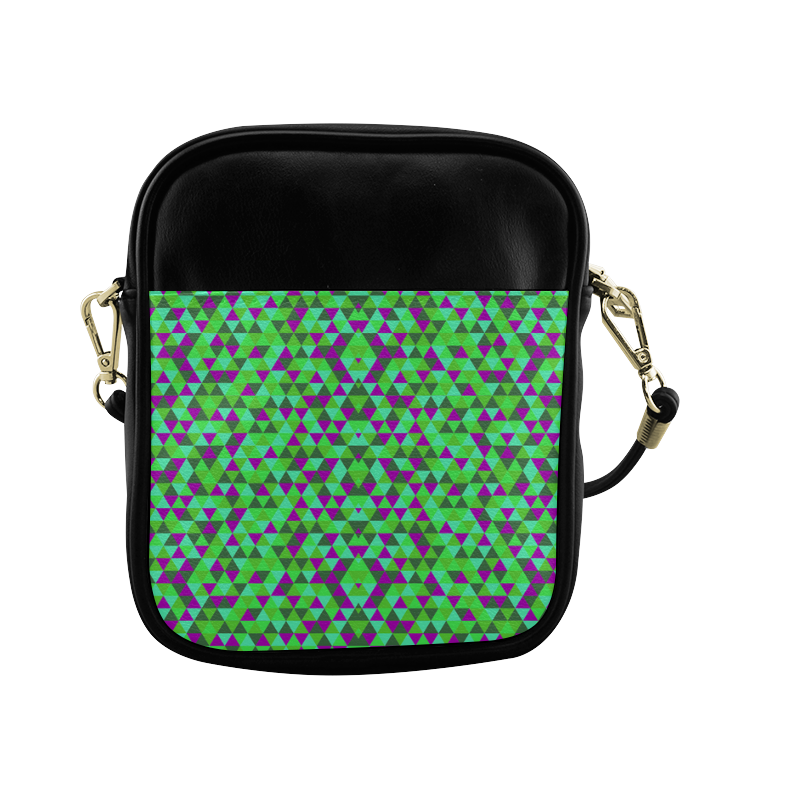 Fucsia and green mini rectangles Sling Bag (Model 1627)