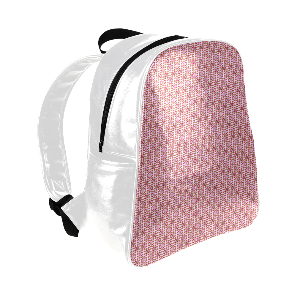 Retro Pink and Brown Pattern Multi-Pockets Backpack (Model 1636)