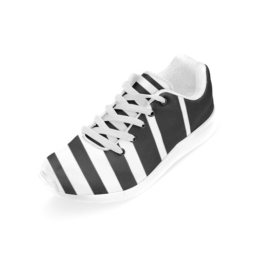 Black and White Stripes Women’s Running Shoes (Model 020)