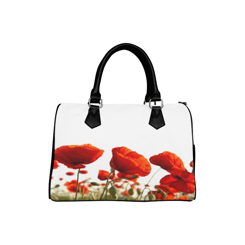 Red Poppies Boston Handbag (Model 1621)