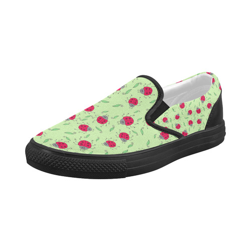 Leaves and Ladybirds Women's Slip-on Canvas Shoes (Model 019)