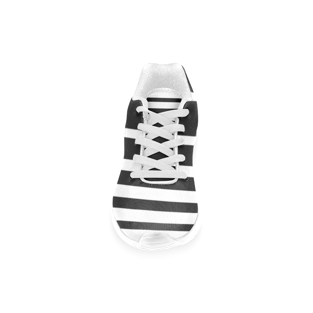 Black and White Stripes Women’s Running Shoes (Model 020)