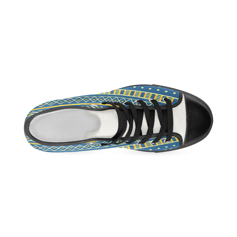 Ethnic Boho Tribal Geometric Pattern Women's Classic High Top Canvas Shoes (Model 017)