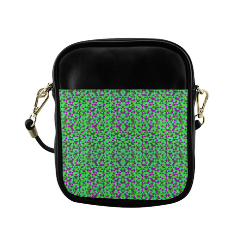 Fucsia and green mini rectangles Sling Bag (Model 1627)