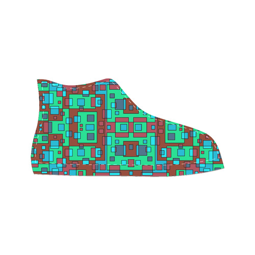 Overlap square Men’s Classic High Top Canvas Shoes /Large Size (Model 017)