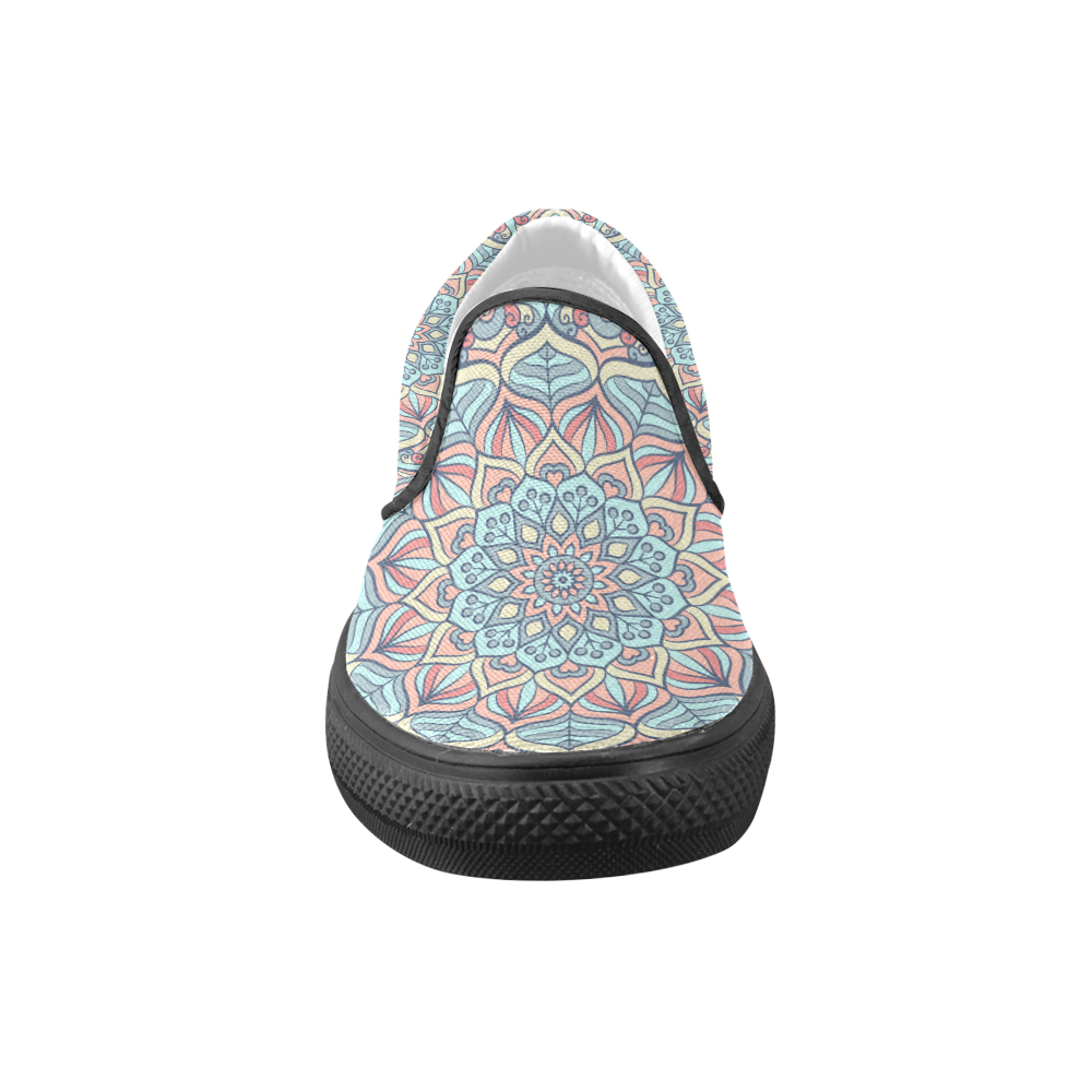 Beautiful Mandala Design Women's Unusual Slip-on Canvas Shoes (Model 019)