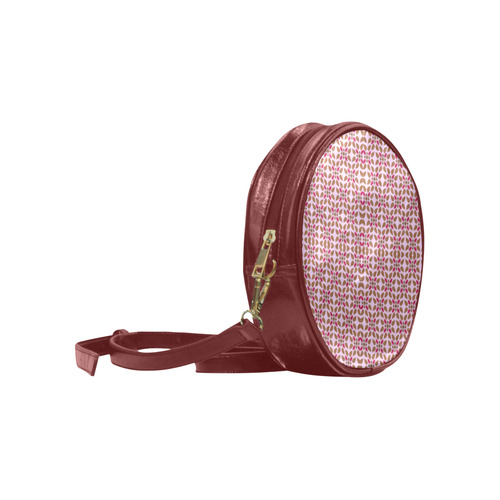 Retro Pink and Brown Pattern Round Sling Bag (Model 1647)