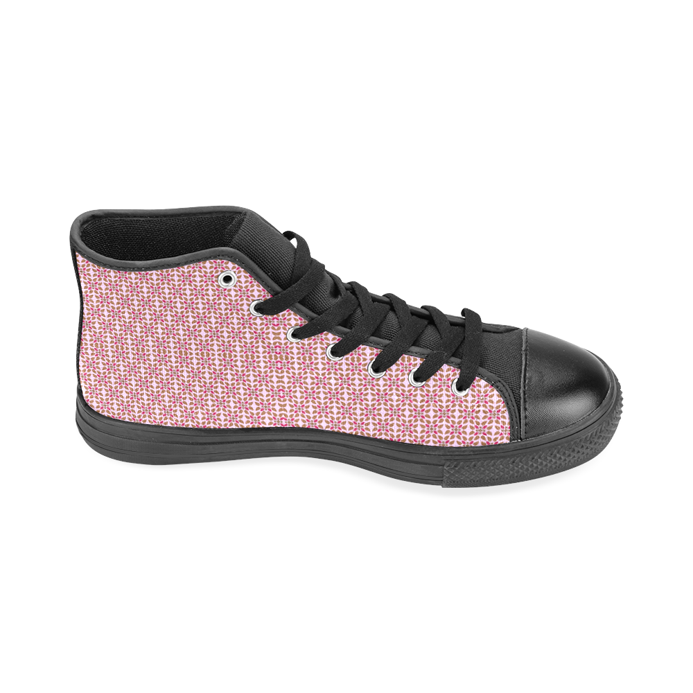Retro Pink and Brown Pattern Men’s Classic High Top Canvas Shoes /Large Size (Model 017)