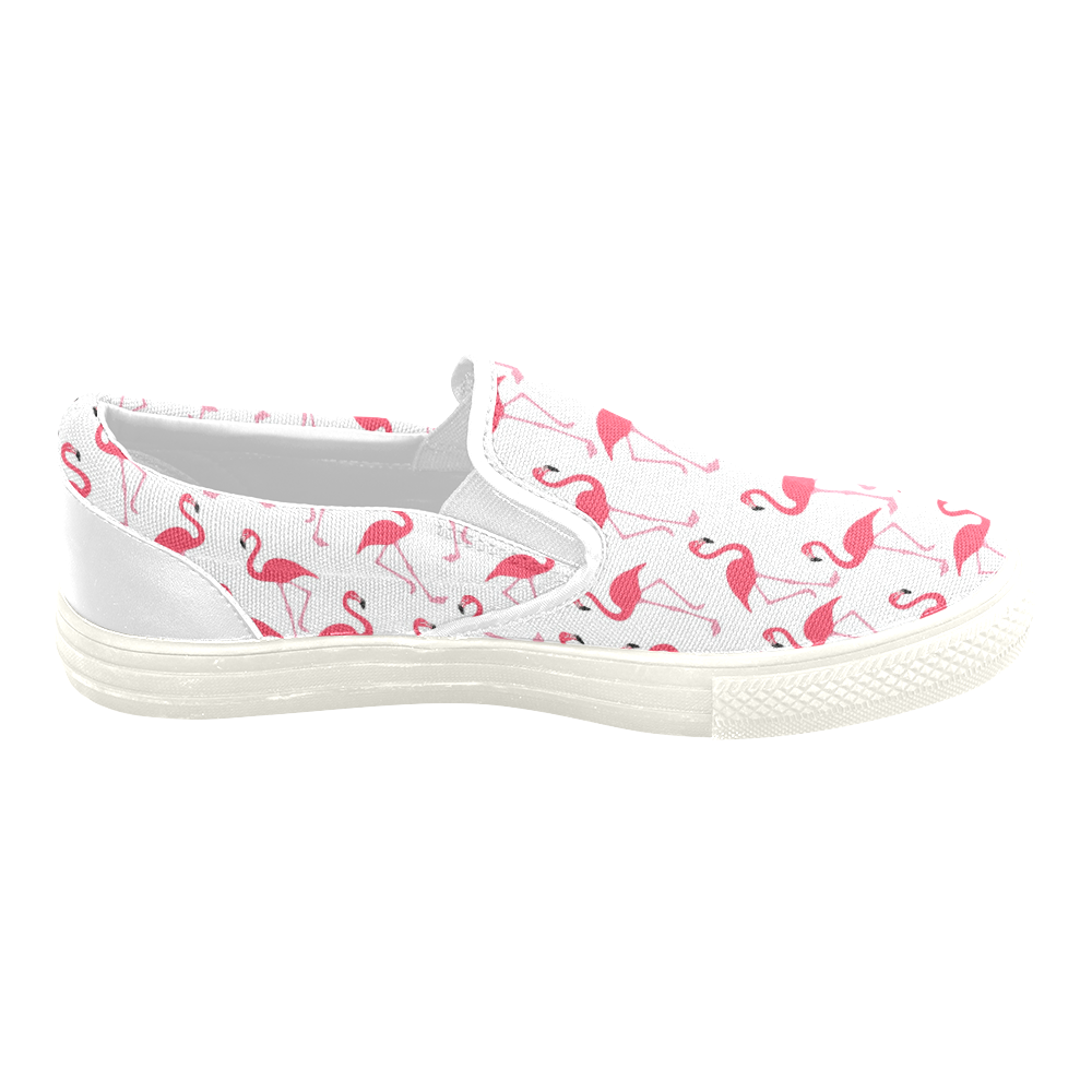 Pink flamingo Women's Unusual Slip-on Canvas Shoes (Model 019)