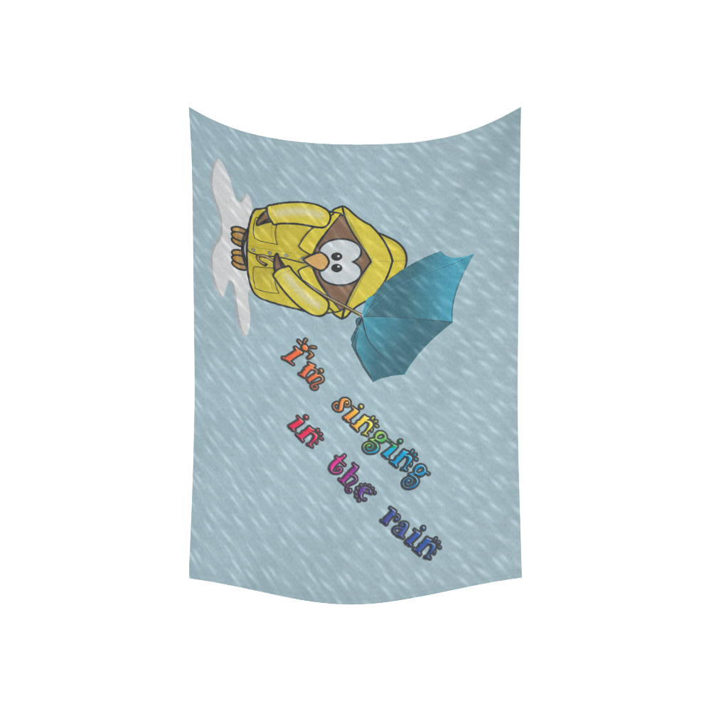 singing in the rain owl Cotton Linen Wall Tapestry 60"x 40"