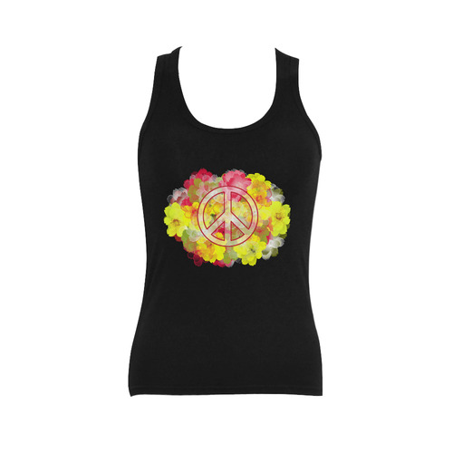 Flower Power Peace Women's Shoulder-Free Tank Top (Model T35)