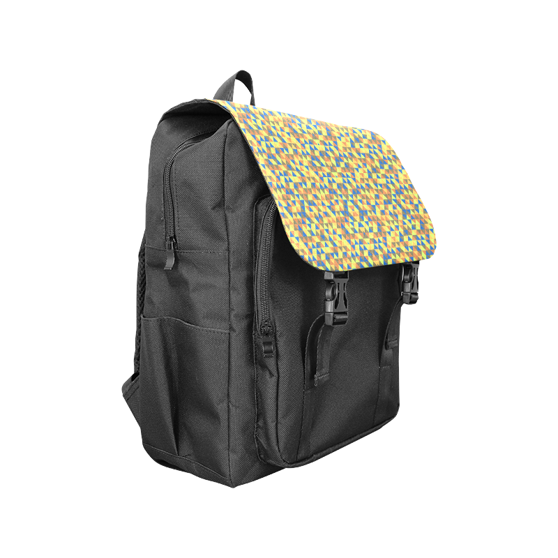 Blue and yellow mini rectangles Casual Shoulders Backpack (Model 1623)
