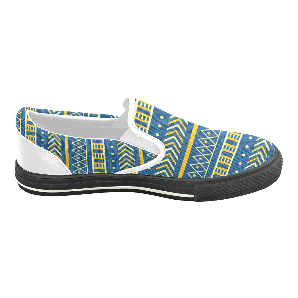 Ethnic Boho Tribal Geometric Pattern Women's Unusual Slip-on Canvas Shoes (Model 019)