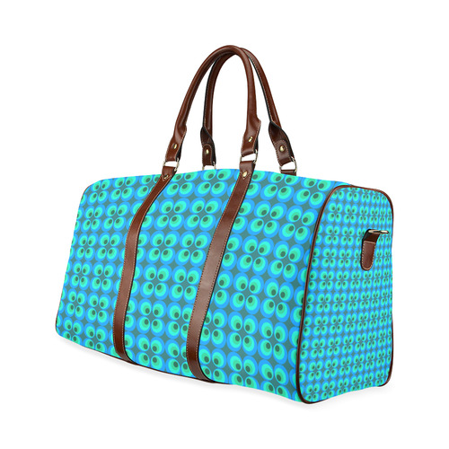 Blue and green retro circles Waterproof Travel Bag/Small (Model 1639)