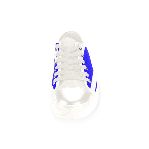 Blue and White Stripes Men's Classic Canvas Shoes/Large Size (Model 018)