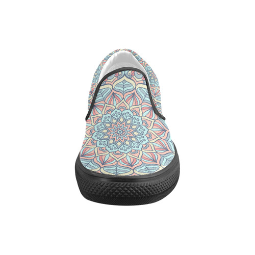 Beautiful Mandala Design Women's Unusual Slip-on Canvas Shoes (Model 019)