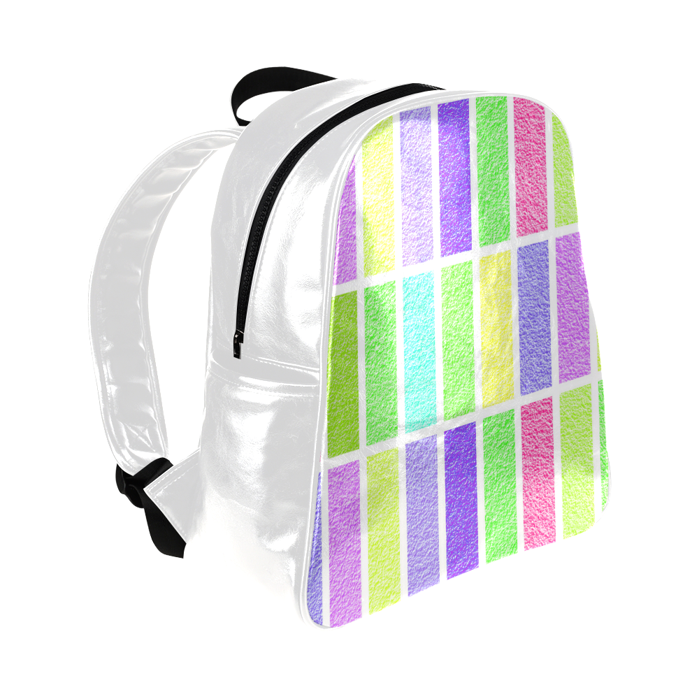 Pastel rectangles Multi-Pockets Backpack (Model 1636)