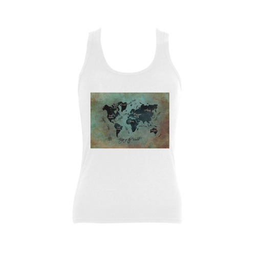 world map Women's Shoulder-Free Tank Top (Model T35)