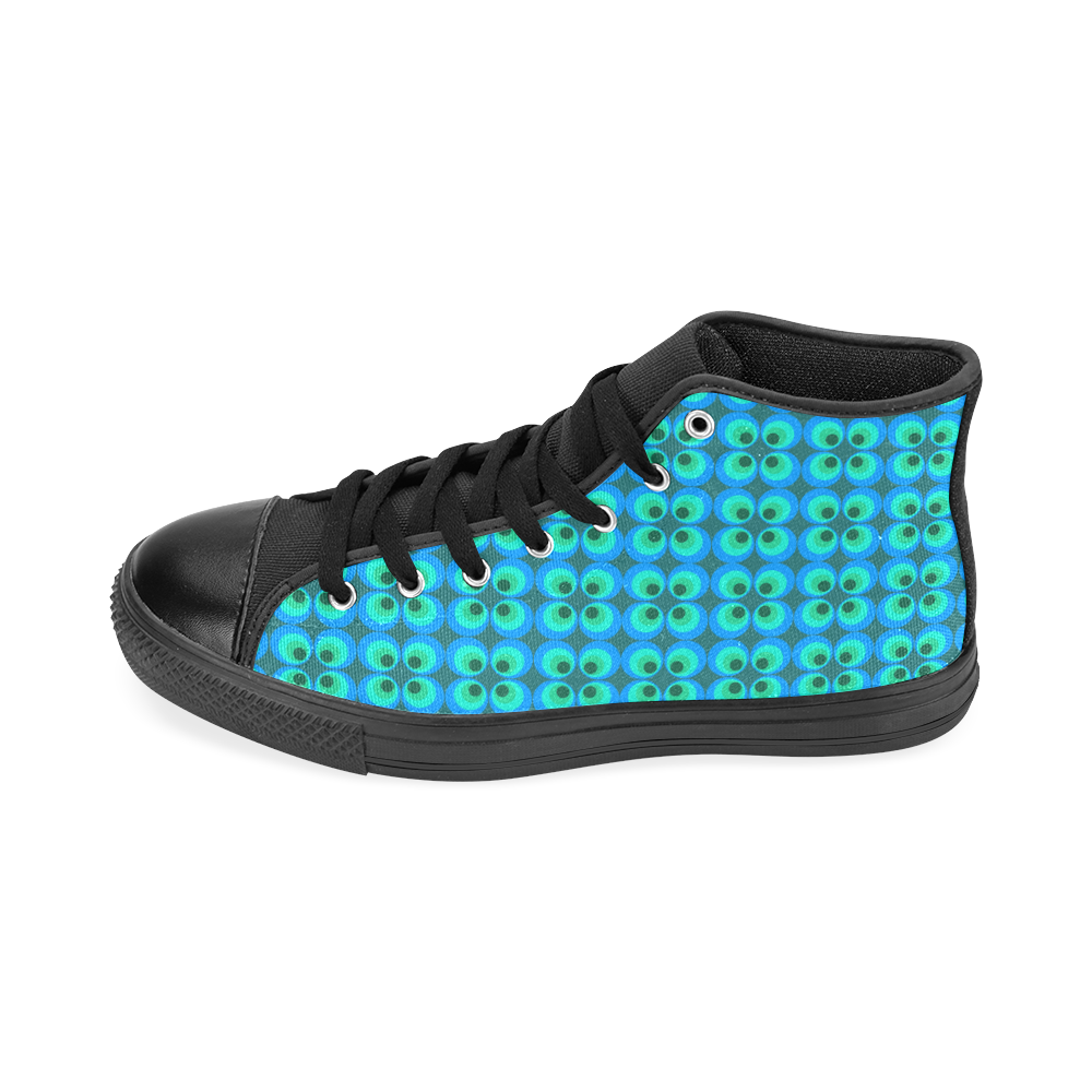 Blue and green retro circles Men’s Classic High Top Canvas Shoes /Large Size (Model 017)