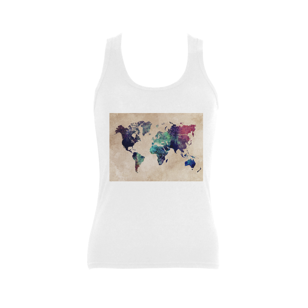 world map Women's Shoulder-Free Tank Top (Model T35)