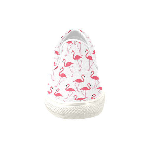 Pink flamingo Women's Unusual Slip-on Canvas Shoes (Model 019)