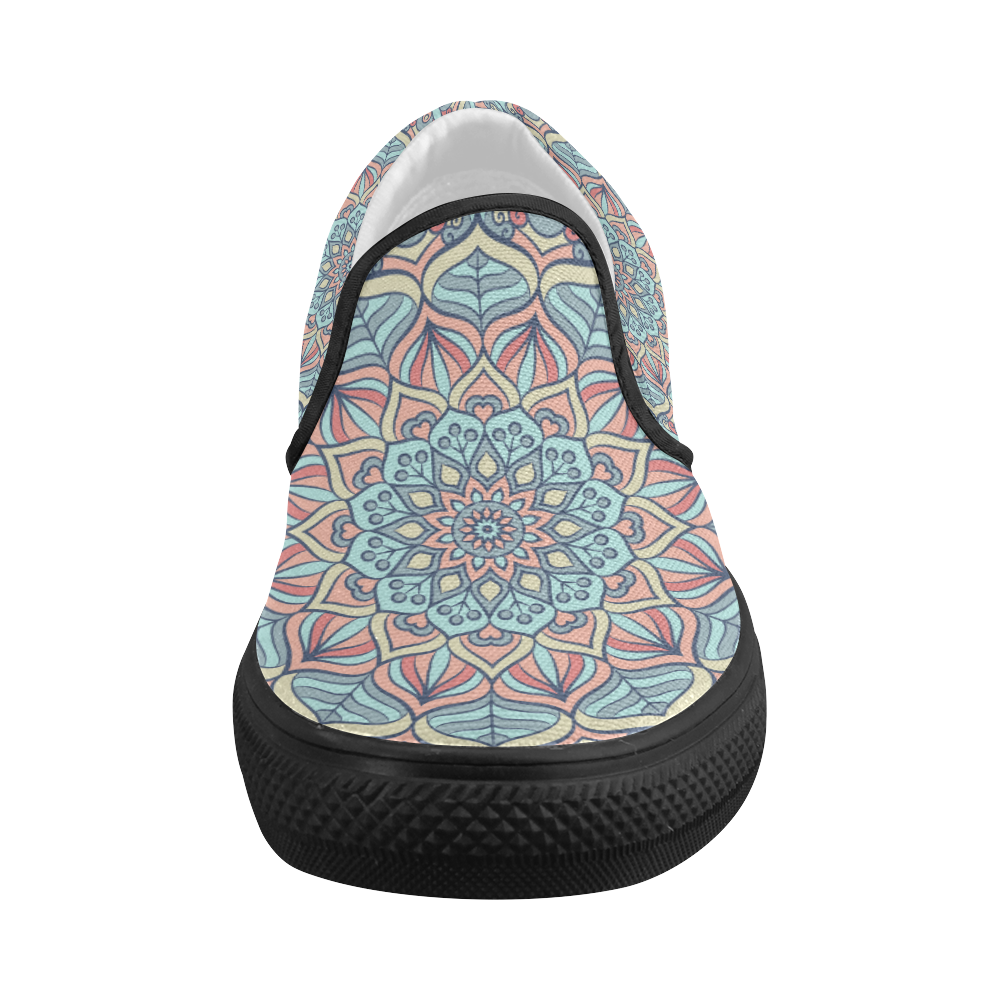 Beautiful Mandala Design Women's Slip-on Canvas Shoes (Model 019)