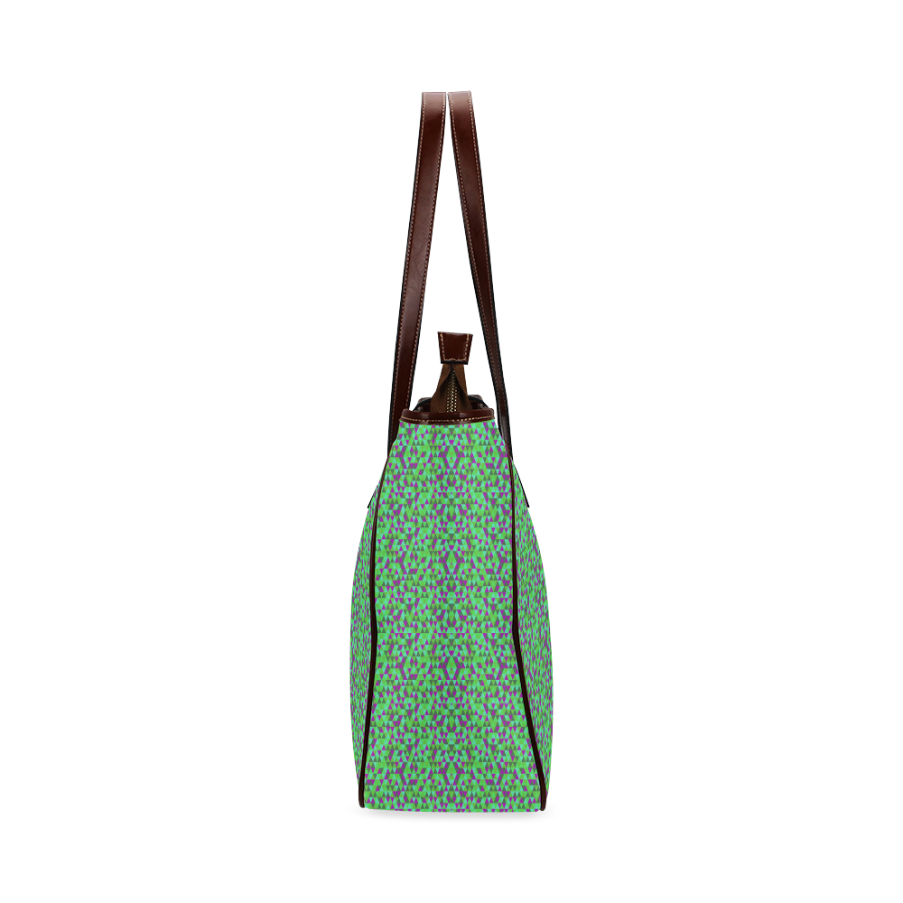 Fucsia and green mini rectangles Classic Tote Bag (Model 1644)