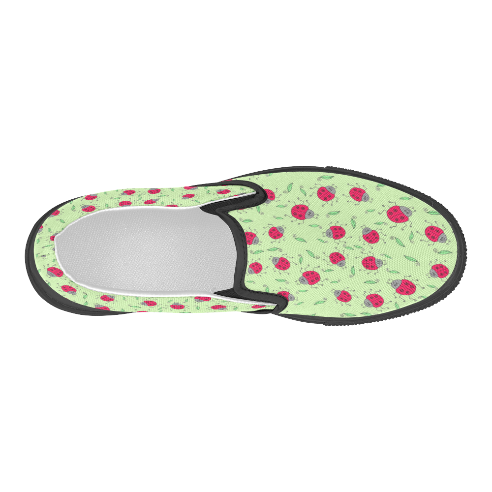 Leaves and Ladybirds Women's Slip-on Canvas Shoes (Model 019)
