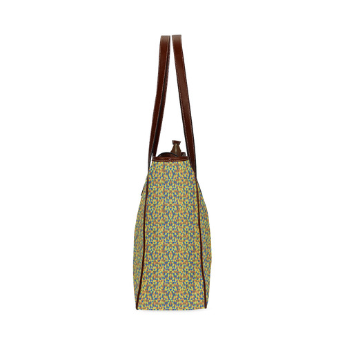 Blue and yellow mini rectangles Classic Tote Bag (Model 1644)