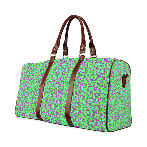 Fucsia and green mini rectangles Waterproof Travel Bag/Small (Model 1639)