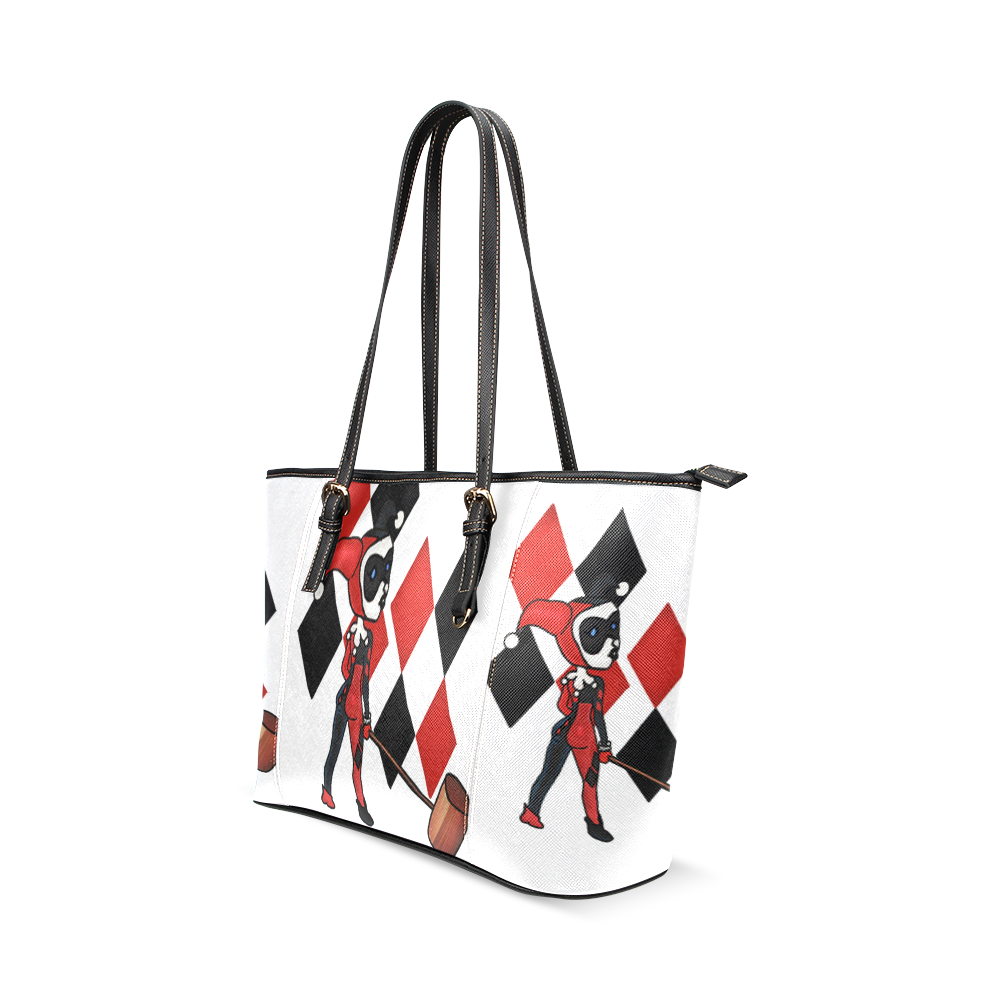 Harley Quinn Leather Tote Bag/Small (Model 1640)