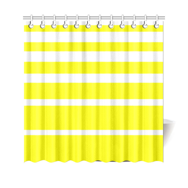 Yellow and White Stripes Shower Curtain 69"x70"